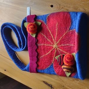 Handmade Felted Crossbody Purse